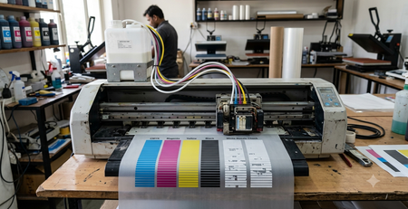 DTF printer clogging caused by white ink buildup and blocked printhead