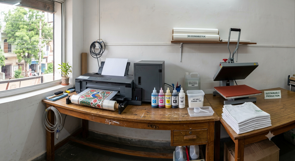 Eco-Friendly DTF Printing in India: Ultimate Guide to Sustainable Printing 2026 - Eco-Friendly DTF Printing in India sustainable textile printing setup