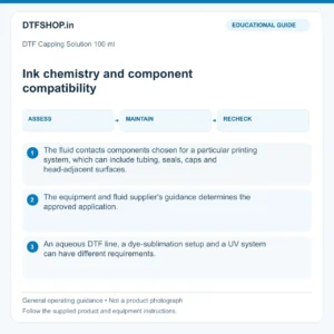 DTF Capping Solution 100 ml: ink chemistry and component compatibility — educational guide, not a product photo