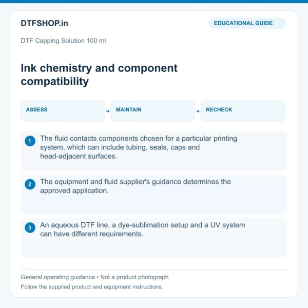 DTF Capping Solution 100 ml: ink chemistry and component compatibility — educational guide, not a product photo