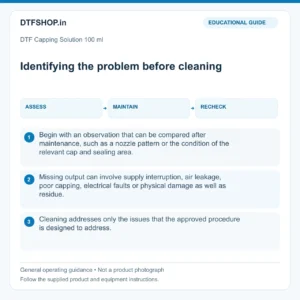 DTF Capping Solution 100 ml: identifying the problem before cleaning — educational guide, not a product photo