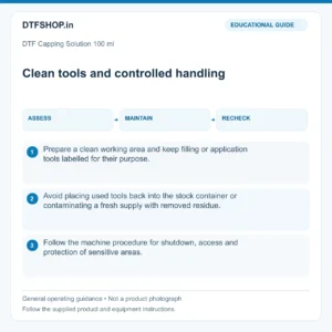 DTF Capping Solution 100 ml: clean tools and controlled handling — educational guide, not a product photo